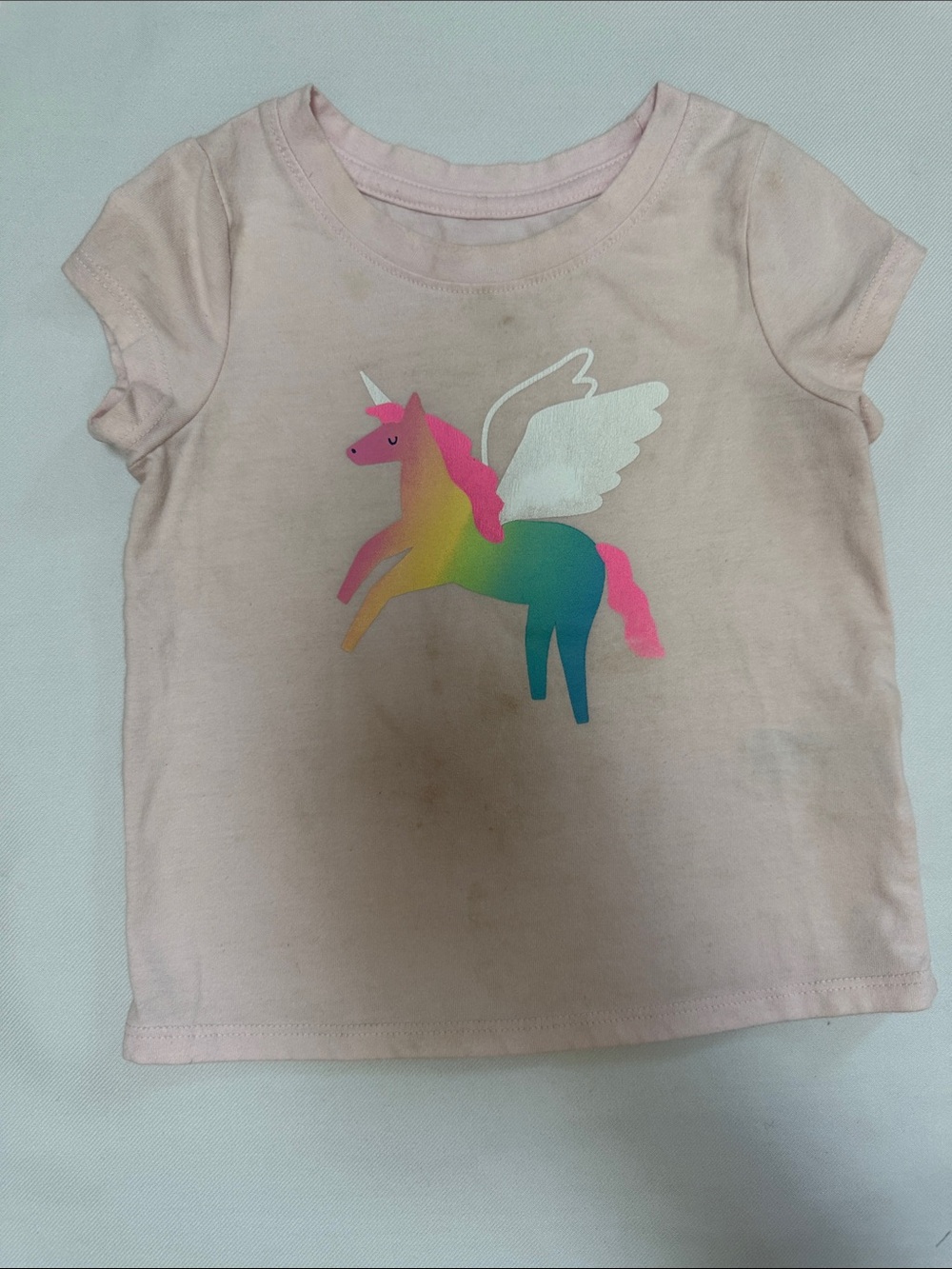 Cat & Jack Light Pink Unicorn Rainbow Graphic Tee *PLAY CONDITION*